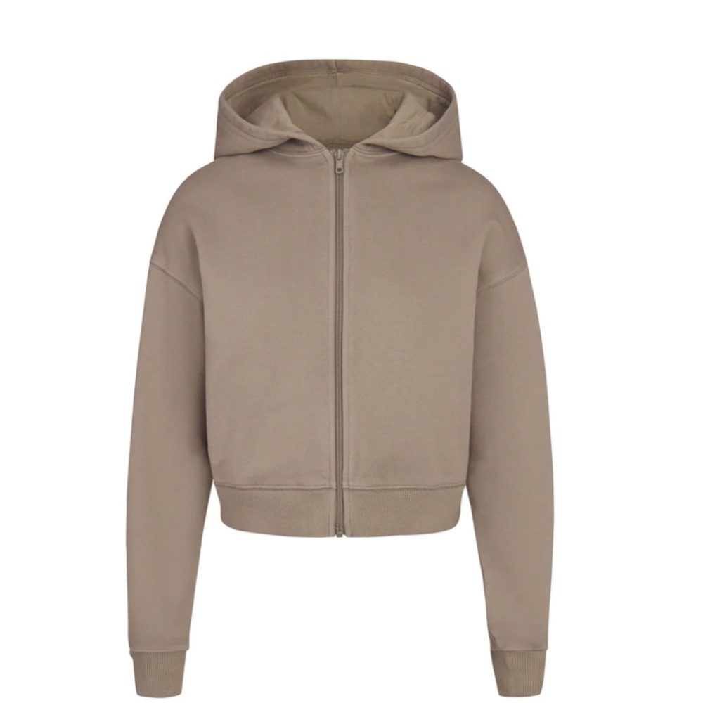 SKIMS OUTDOOR THE ZIP UP HOODIE XS COLOR DESERT